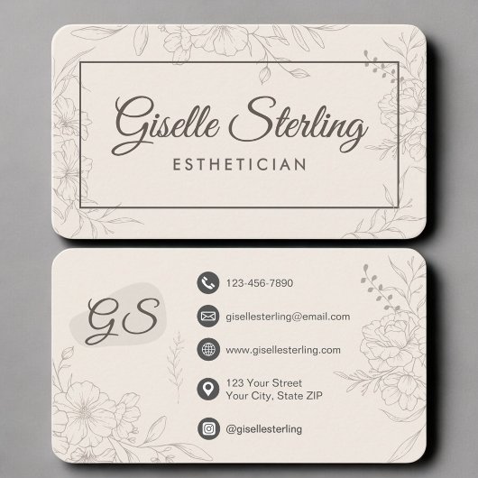 Carte De Visite Esthetician Neutral Floral