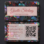 Carte De Visite Esthetician Opal Black QR Code