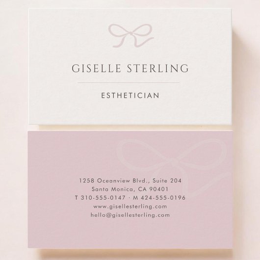 Carte De Visite Esthetician Pink Bow