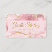 Carte De Visite Esthetician Pink Gold Agate QR Code (Devant)