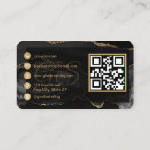 Carte De Visite Esthetician QR Code Black Gold Agate Luxury (Dos)