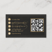 Carte De Visite Esthetician QR Code Black Linen Luxury  (Dos)