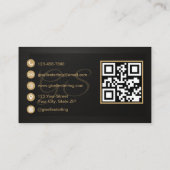 Carte De Visite Esthetician QR Code Black Metallic Luxury  (Dos)