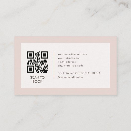 Carte De Visite Esthetician QR Code Blush Pink  (Dos)