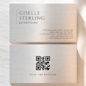 Carte De Visite Esthetician QR Code Brushed Metal