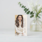 Carte De Visite Esthéticien Beige Beige QR Code & Photo (Debout devant)