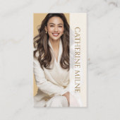 Carte De Visite Esthéticien Beige Beige QR Code & Photo (Devant)