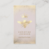 Carte De Visite esthéticien FAUX feuille d'or reine abeille (Devant)