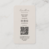 Carte De Visite Esthéticienne agréée Code QR minimal sable (Dos)