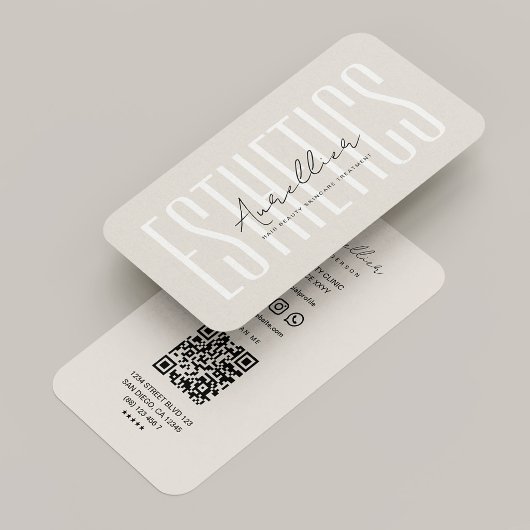 Carte De Visite Esthéticienne agréée Code QR minimal sable