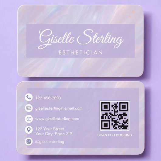 Carte De Visite Esthéticienne Code QR Iridescent Professionnel