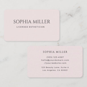 Carte De Visite Esthéticienne éditoriale minimaliste rose