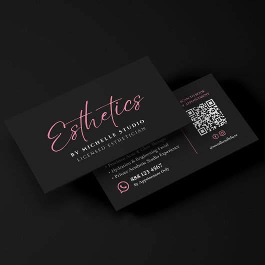 Carte De Visite Esthéticienne licenciée élégante Script rose esthé