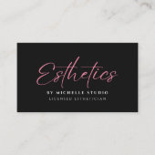 Carte De Visite Esthéticienne licenciée élégante Script rose esthé (Devant)