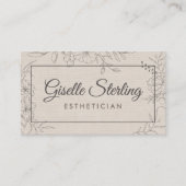 Carte De Visite Esthéticienne Lin Floral Line Art Script (Devant)