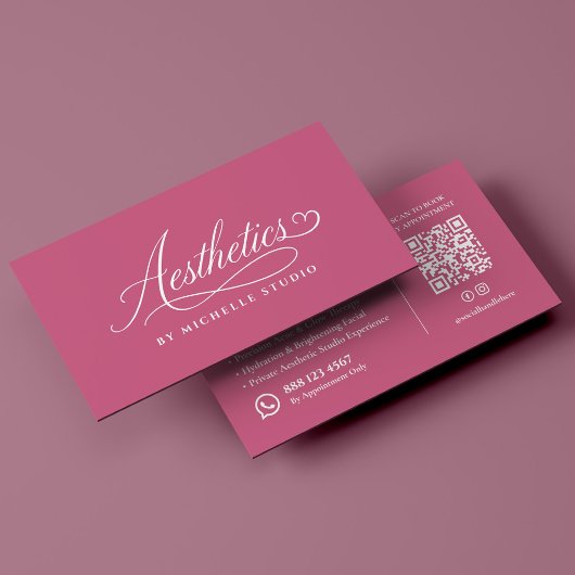 Carte De Visite Esthéticienne Luxe Script Esthétique Rose