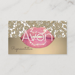 Carte De Visite Esthétique Avon personnalisée en dentelle rose e