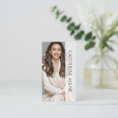 Carte De Visite Esthétique Beautician Grey QR Code & Photo (Debout devant)