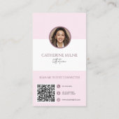 Carte De Visite Esthétique Beautician rose QR Code et photo (Dos)