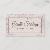Carte De Visite Esthétique Blush Rose Floral Line Script (Devant)