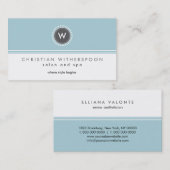 Carte de visite esthétique de monogramme moderne (Devant / Derrière)