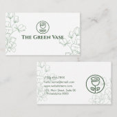 Carte De Visite Esthétique Frais Moderne Naturel Élégant Vert Prop (Devant / Derrière)
