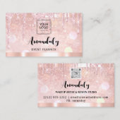 Carte De Visite Esthétique Lash Nails cheveux Code QR Logo Rose Dr (Devant / Derrière)