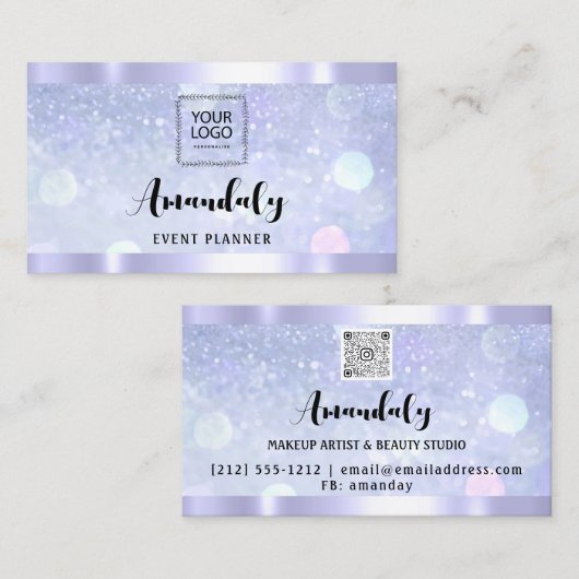 Carte De Visite Esthétique Lash Nails cheveux QR Code Logo BlueFra (Devant / Derrière)