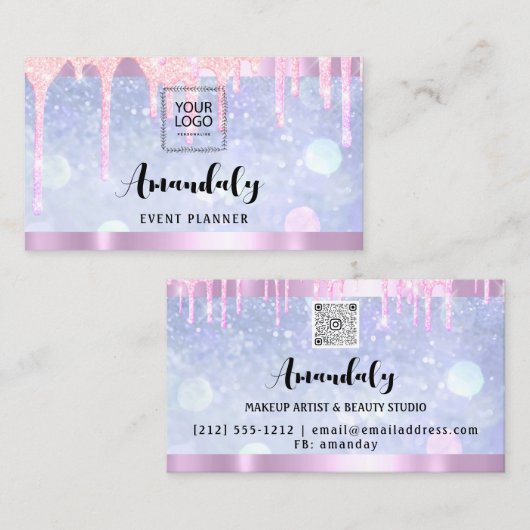 Carte De Visite Esthétique Lash Nails Cheveux QR Code Logo Rose Bl (Devant / Derrière)