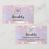 Carte De Visite Esthétique Lash Nails cheveux QRCode Logo PurpleRo (Devant / Derrière)