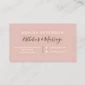 Carte De Visite Esthétique massage script marbre rose or parties s (Dos)