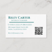 Carte De Visite Esthétique Moderne Turquoise Blanc Editable Design (Dos)