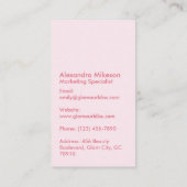 Carte De Visite esthétique pailletée rose chic (Dos)