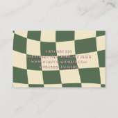 Carte De Visite Esthétique Rétro Damier Ondulé Rose Vert (Dos)