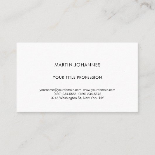 Carte De Visite Esthétique Simple Professionnel Noir & Blanc Moder (Devant)
