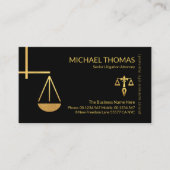 Carte De Visite Étalons D'Or Élégants De L'Avocat De Justice (Devant)