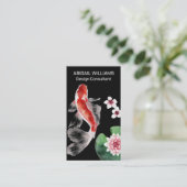 Carte De Visite Étang japonais de poisson Koi, fleurs de cerisiers (Debout devant)