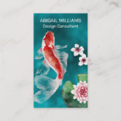 Carte De Visite Étang japonais de poisson Koi, fleurs de cerisiers (Devant)