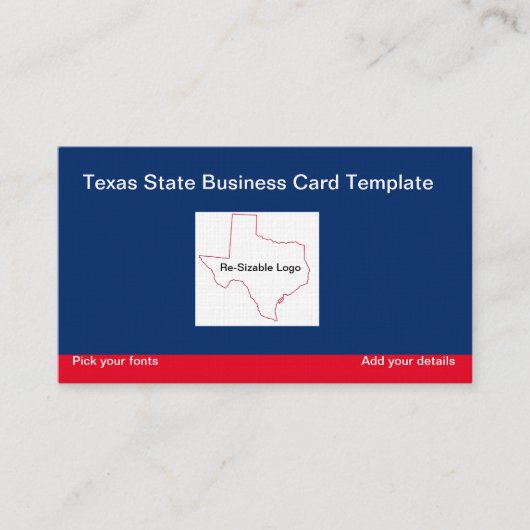 Carte De Visite État du Texas rouge, bleu blanc (Devant)