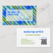 Carte De Visite Été Azure Blue Lime Green Stripes Motif d'art (Devant / Derrière)