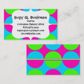 Carte De Visite Été Lime Vert Hot rose Turquoise Cercles rayures (Devant / Derrière)