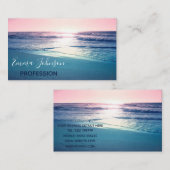 Carte De Visite Eté Mer coucher de soleil Plage tropicale Photo (Devant / Derrière)