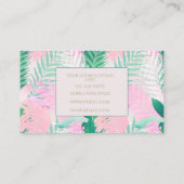 Carte De Visite Été Tropical Pink Mint Palm Foliage Verdure (Dos)
