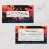 Carte De Visite Été Tropical Pink Orange Palm Trees coucher du sol (Devant / Derrière)