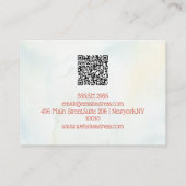 Carte De Visite Été vert et blanc de fleurs rustiques avec QR (Dos)
