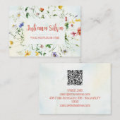 Carte De Visite Été vert et blanc de fleurs rustiques avec QR (Devant / Derrière)