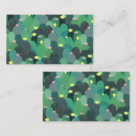 Carte De Visite Été Vert Turquoise Cactus Gold points Design migno (Devant / Derrière)