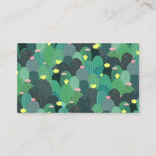 Carte De Visite Été Vert Turquoise Cactus Gold points Design migno (Devant)