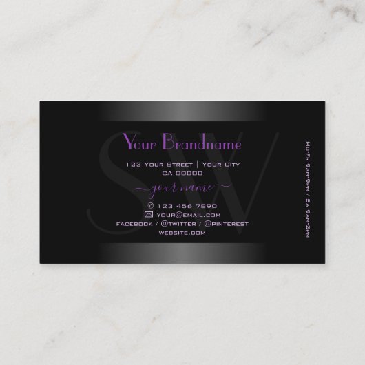 Carte De Visite Éternel violet noir blanc dégradé et monogramme (Dos)