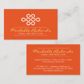 Carte De Visite Eternity Knot Yoga Enseignant, Life Coach Orange (Devant / Derrière)